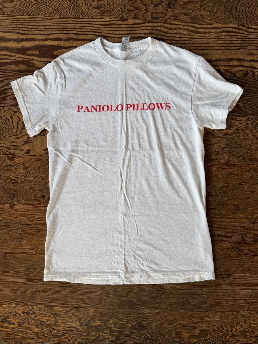 Gildan White Tee with Red "Paniolo Pillows" Chest Print